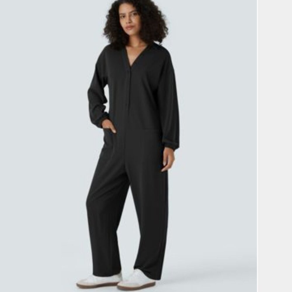 Black Waffle Material Jumpsuit NEW W/ TAGS